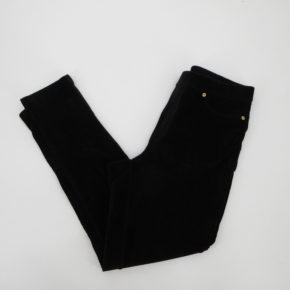 Michael Kors Womens Black Corduroy Pull On Leggings Gold Hardware XL